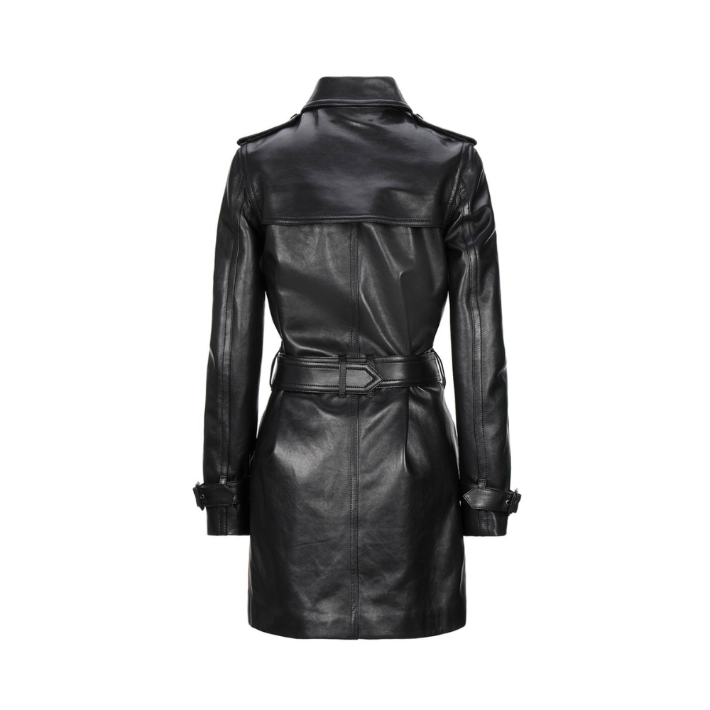 Philippine Leroy Emily In Paris Black Full-Grain Leather Trench Coat
