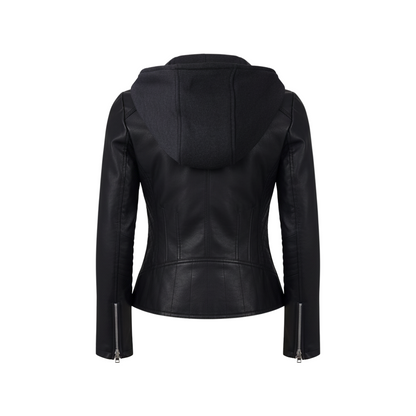Chic Biker Leather Hooded Jacket