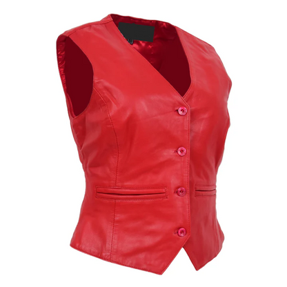 Red Vermilion Leather Vest