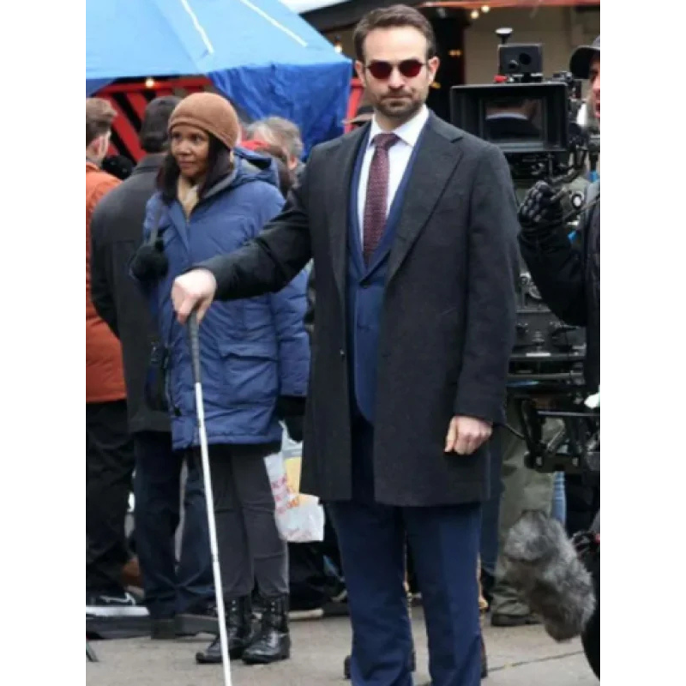 Charlie Cox Daredevil Born Again Black Wool Coat