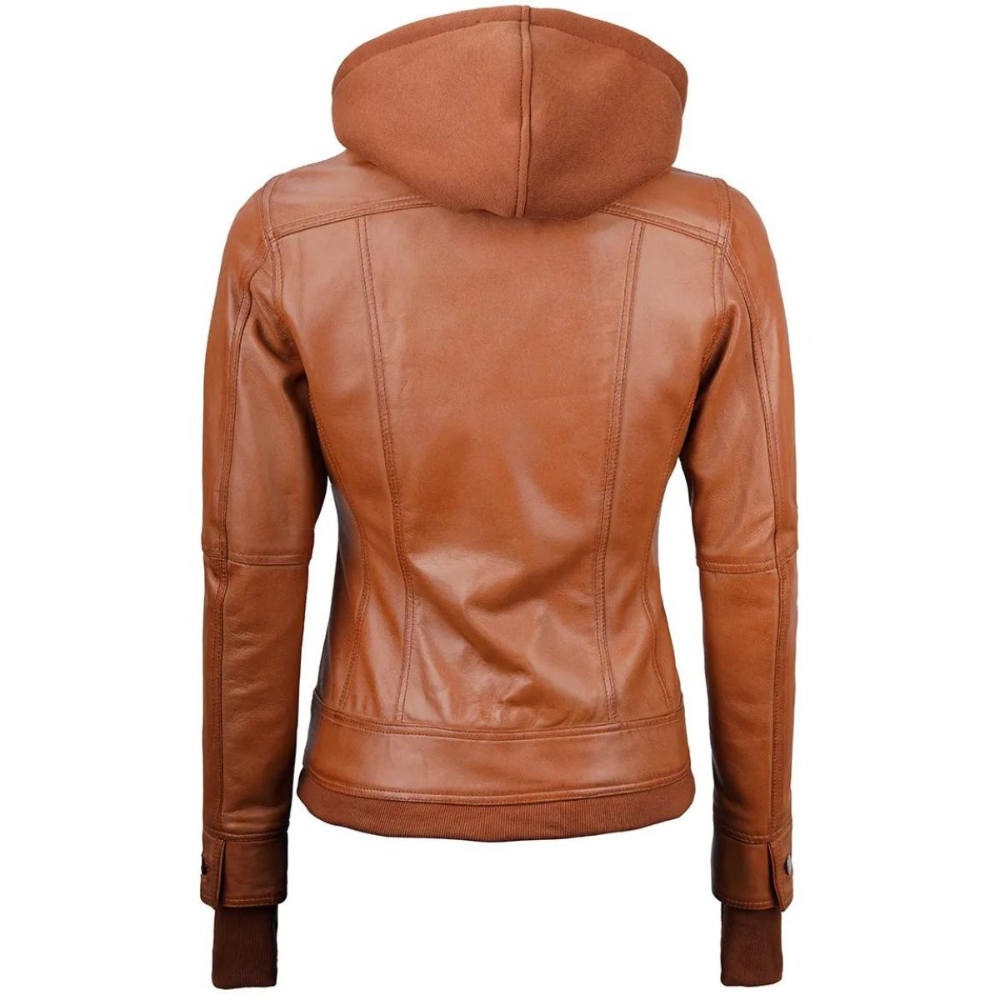 ﻿Tan Solara Bomber Hooded Jacket