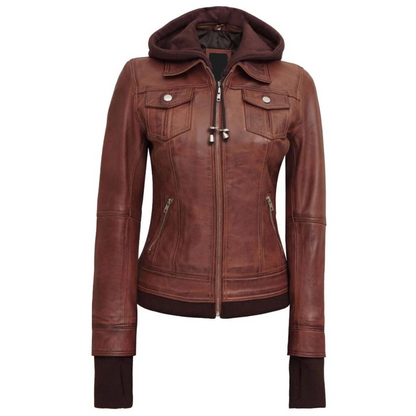 Brown-Harmony-Bomber-Hooded-Jacket