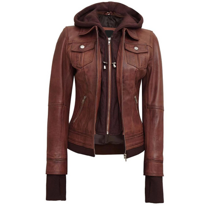 Brown Harmony Bomber Hooded Jacket