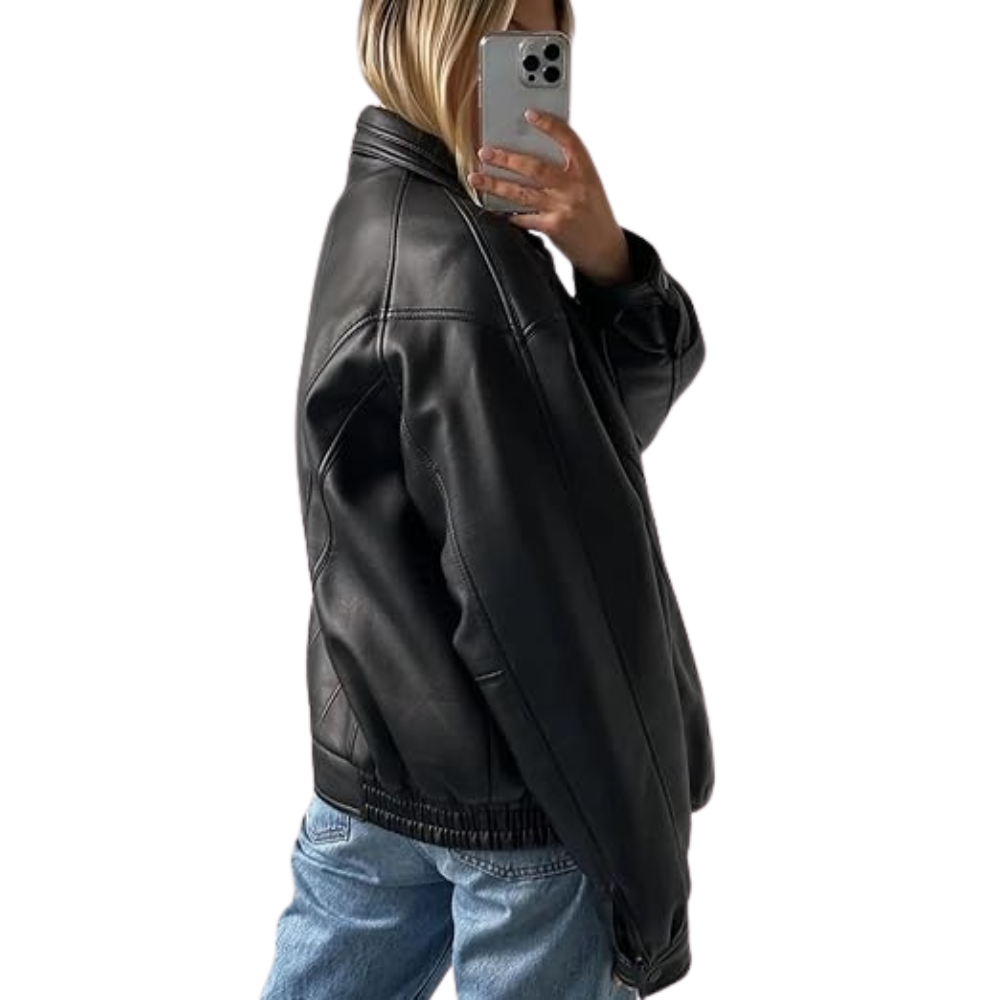 Black Oversized Bomber