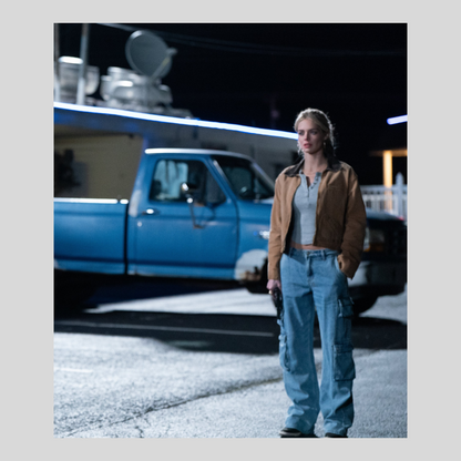 Samara Weaving Eenie Meanie Brown Cotton Jacket