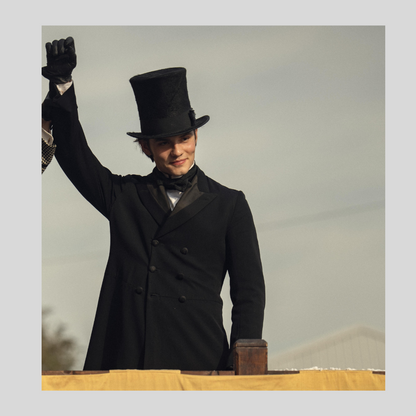 Louis Partridge Edward Guinness House of Guinness Black Wool Coat