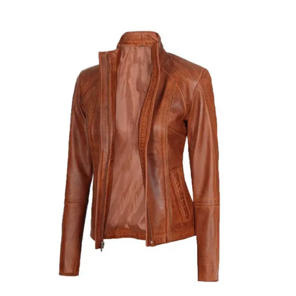 Acerra Brown Biker Jacket