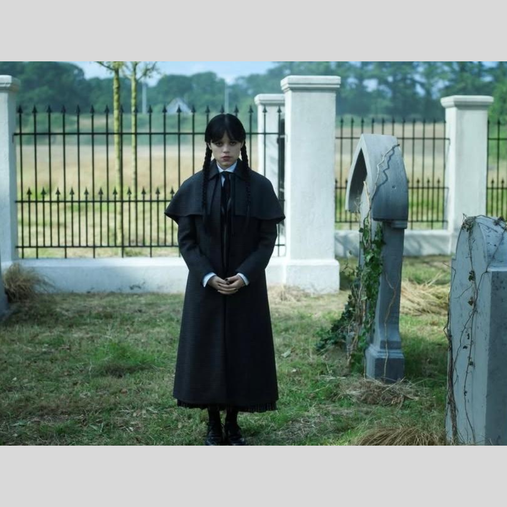 Jenna Ortega Wednesday Dark Grey Wool Blend Coat