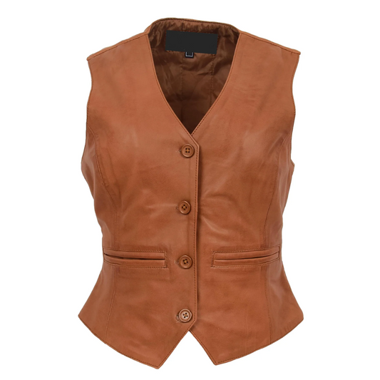 ﻿Tan Brown Dusk Charm Leather Vest