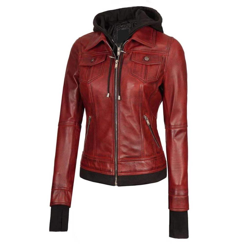 Red Nexus Bomber Hooded Jacket