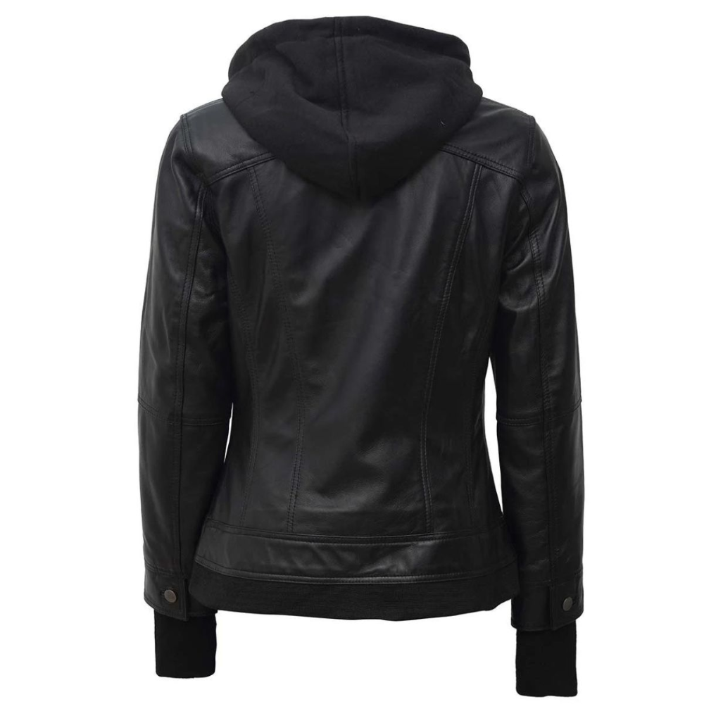 ﻿Black Fable Bomber Hooded Jacket