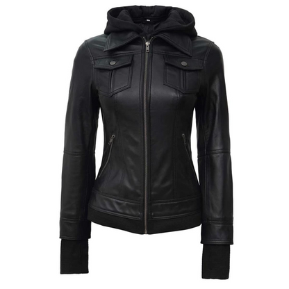 ﻿Black Fable Bomber Hooded Jacket