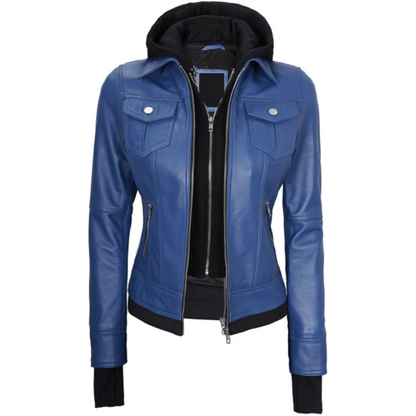 Blue Nova Bomber Hooded Jacket
