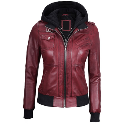 Maroon-Solace-Biker-Hooded-Jacket