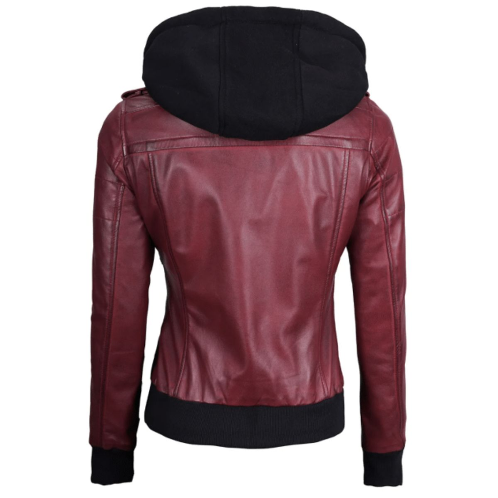 Maroon Solace Biker Hooded Jacket