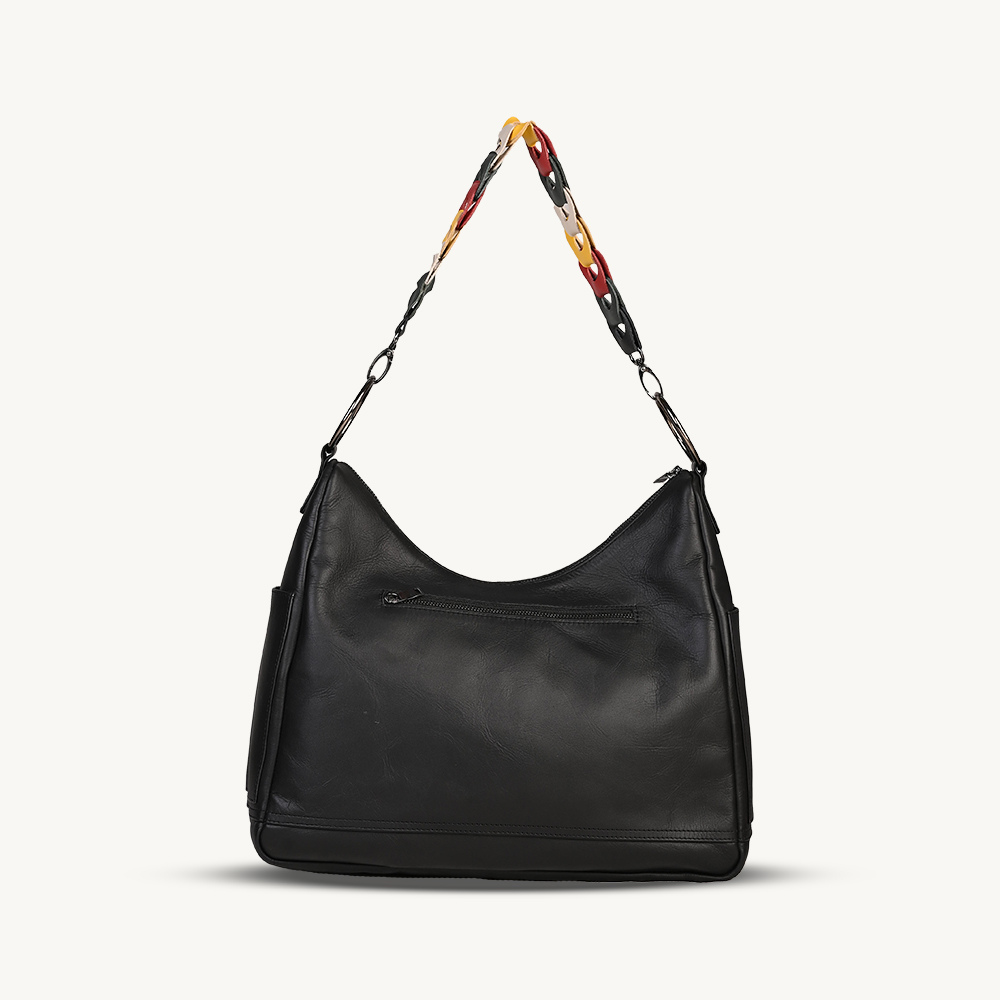 The Black Allure Leather Hobo Bag