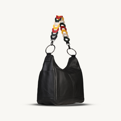 The Black Allure Leather Hobo Bag