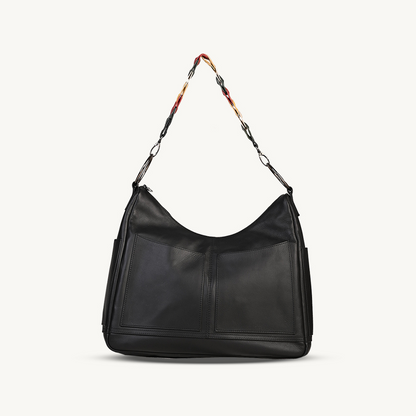 The Black Allure Leather Hobo Bag