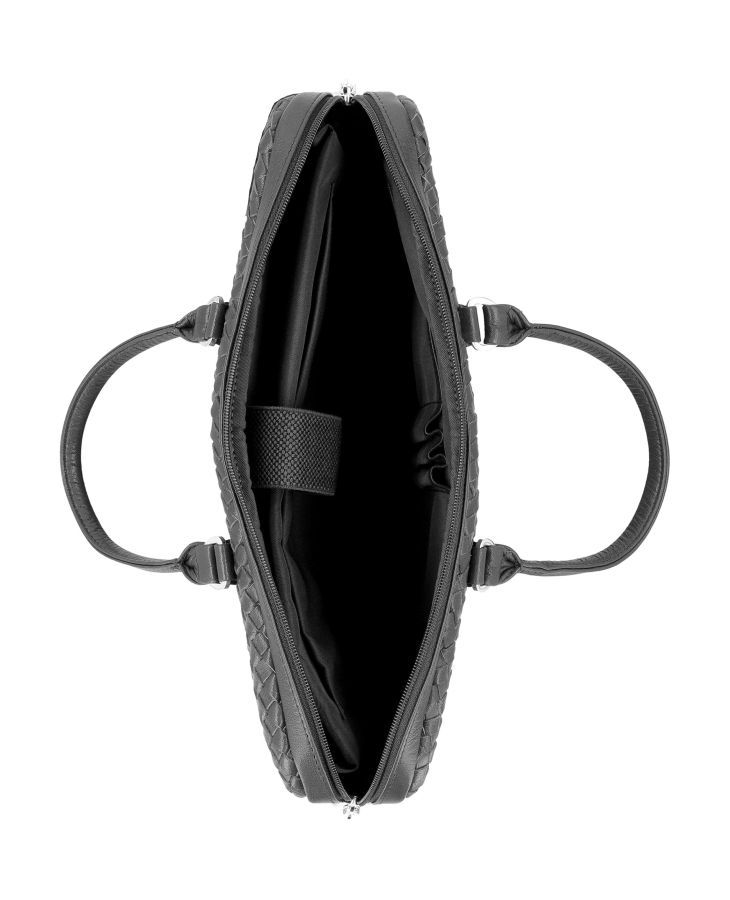 Black Woven Leather Business Bag