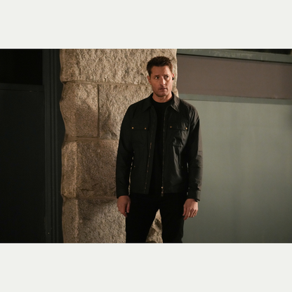 Classic Black Cotton Jacket with Shirt Collar