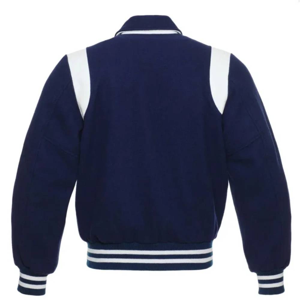 Navy White Leather Varsity Jacket
