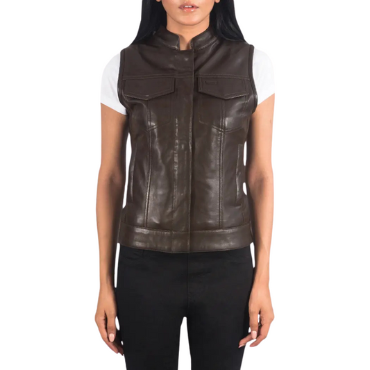 ﻿Brown Grit & Grace Leather Vest