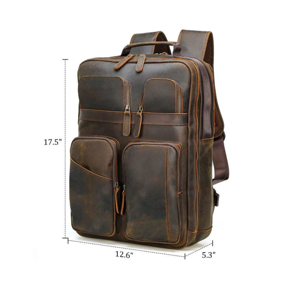 Brown Travel Leather Backpack