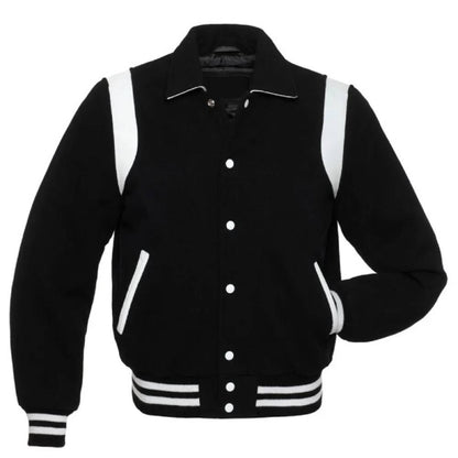 Classic Black & White Leather Varsity Jacket