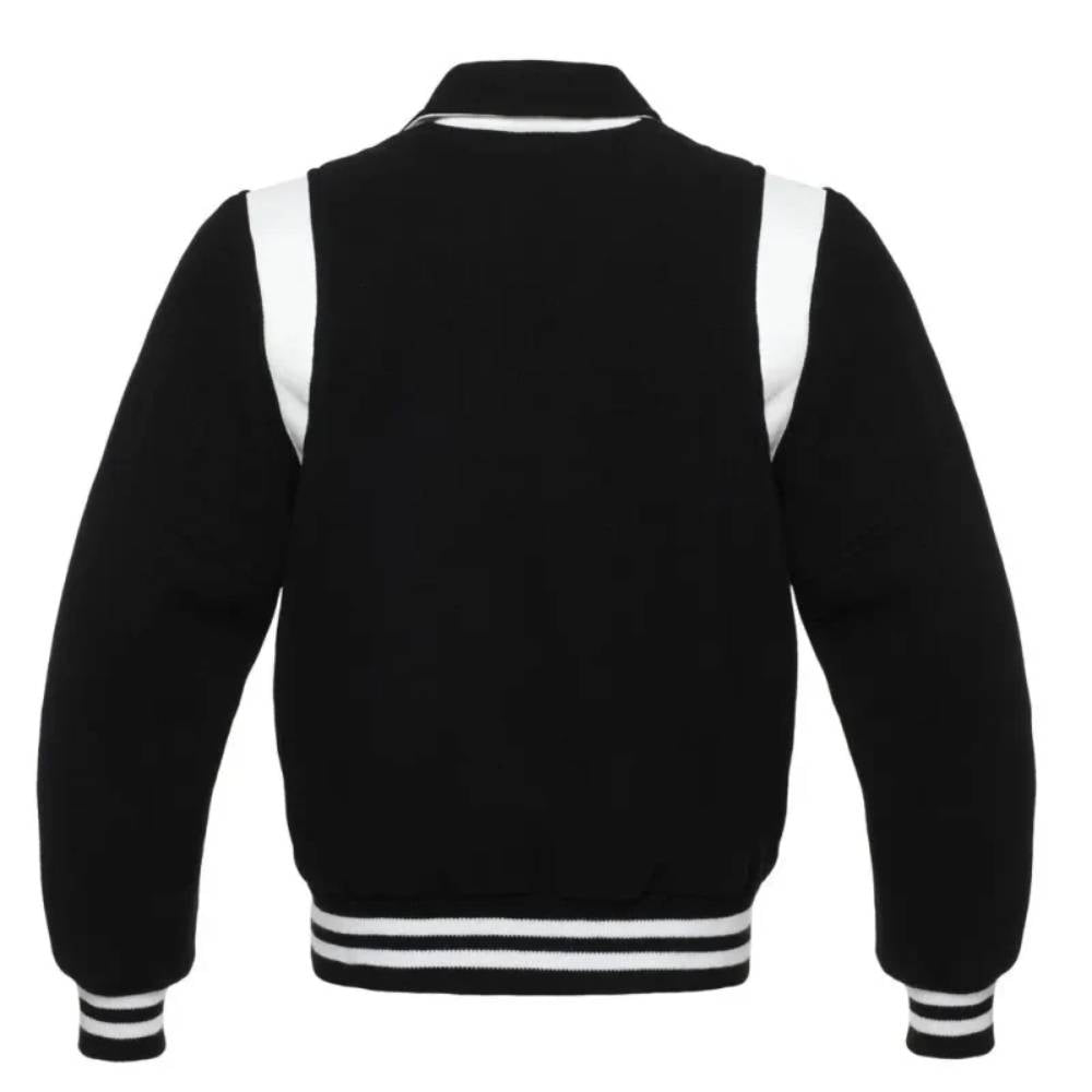 Classic Black & White Leather Varsity Jacket