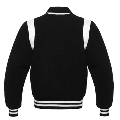 Classic Black & White Leather Varsity Jacket