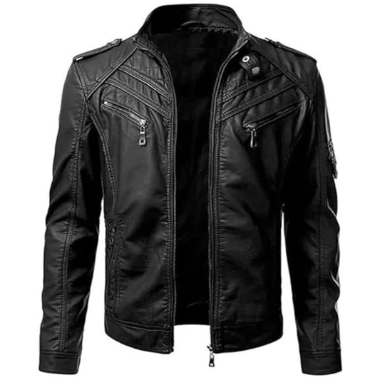 Black-Lambskin-Leather-Biker-Jacket