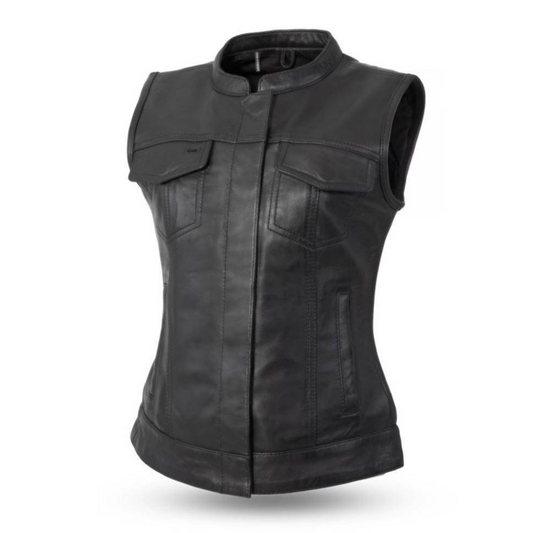 ﻿Black Allure Grit Leather Vest