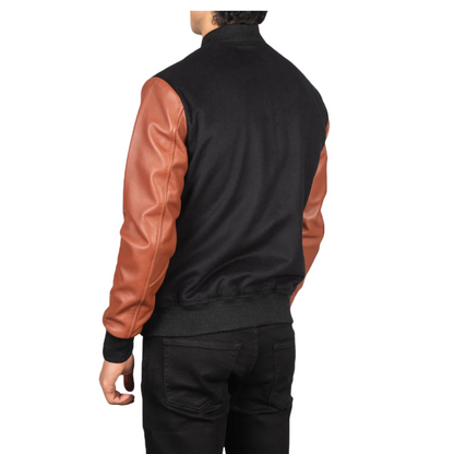 Black & Brown Maverick Varsity Jacket