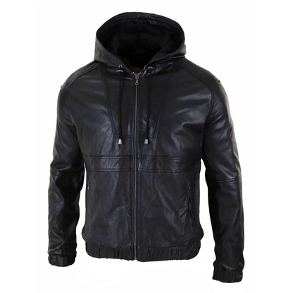 Black Casual Calibre Hooded Jacket