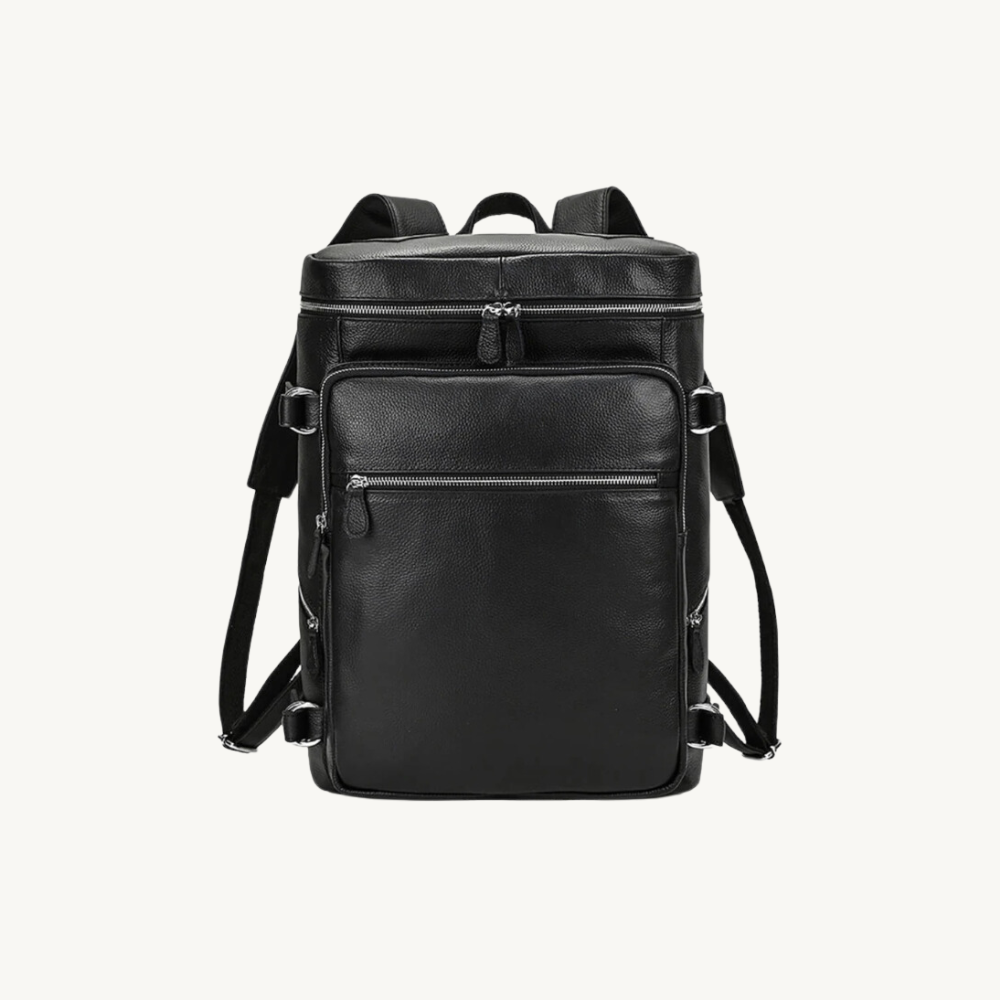 Black Classic Leather Backpack
