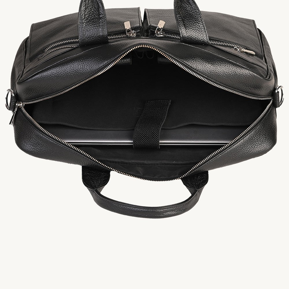 Black Invictus Leather Briefcase
