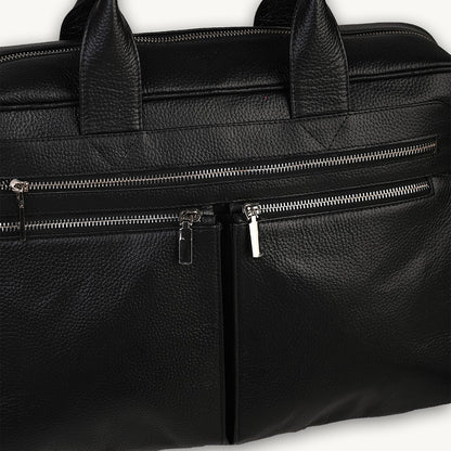 Black Invictus Leather Briefcase