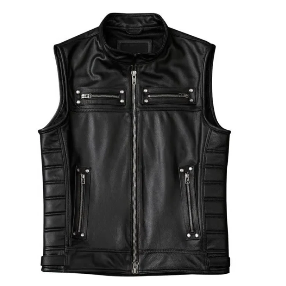 Black Motorcycle Vest