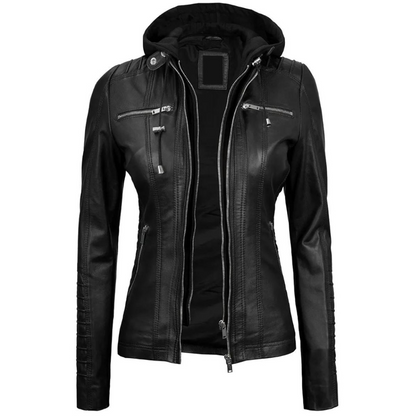 Black Nebula Hood Biker Jacket
