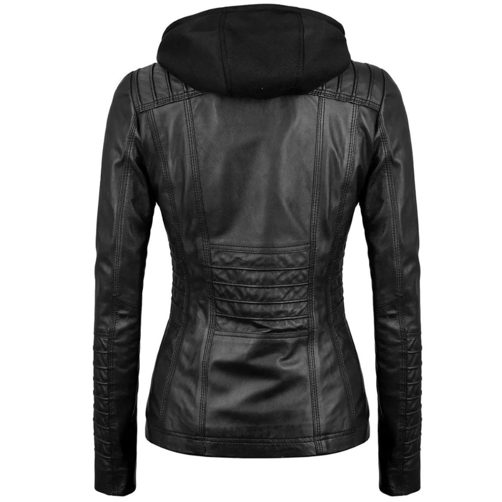 Black Nebula Hood Biker Jacket