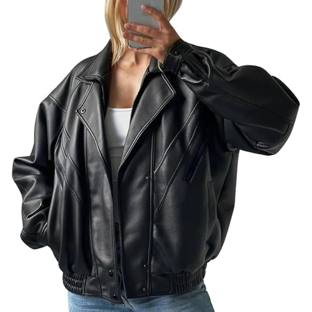 Black Oversized Bomber
