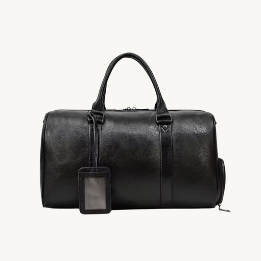 Black-Regal-Leather-Duffle-Bag