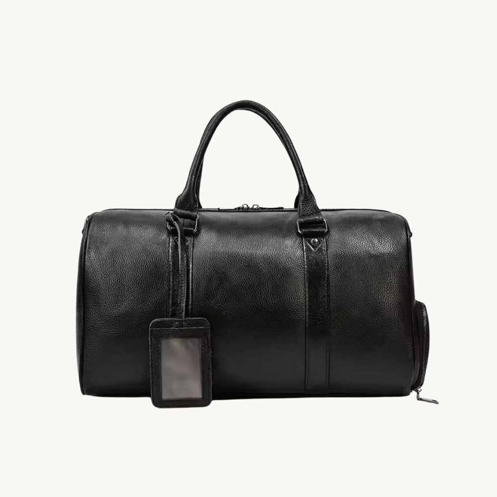 Black Regal Leather Duffle Bag