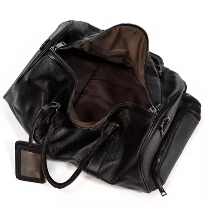 Black Regal Leather Duffle Bag