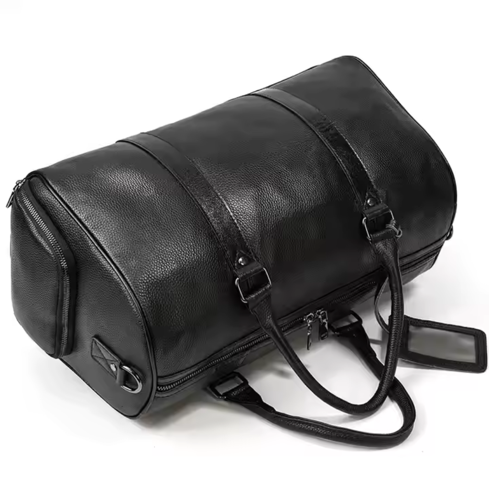 Black Regal Leather Duffle Bag