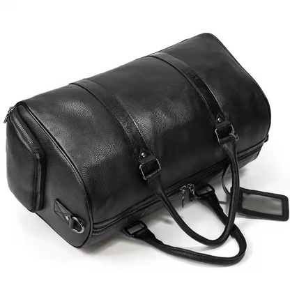 Black Regal Leather Duffle Bag