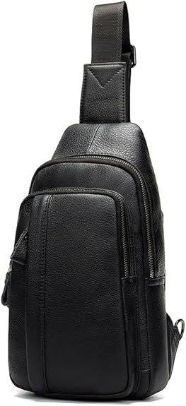 Black Surge Single Strap Sling Leather Cross Body Bag