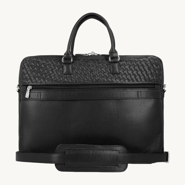 Black Woven Leather Business Bag