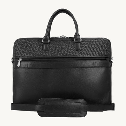Black Woven Leather Business Bag