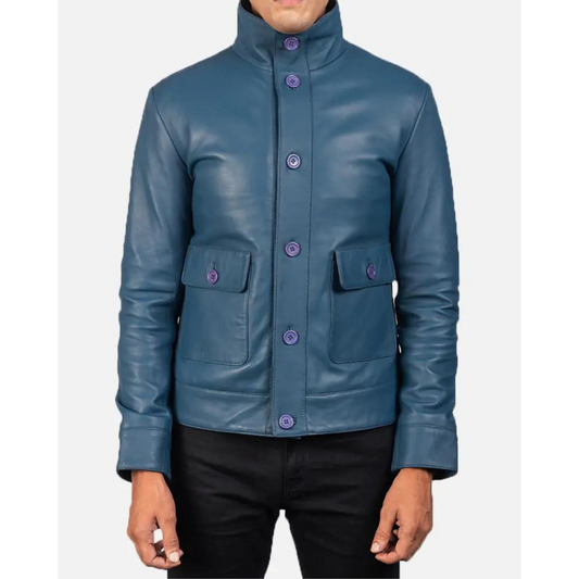 Blue Barricade Leather Jacket